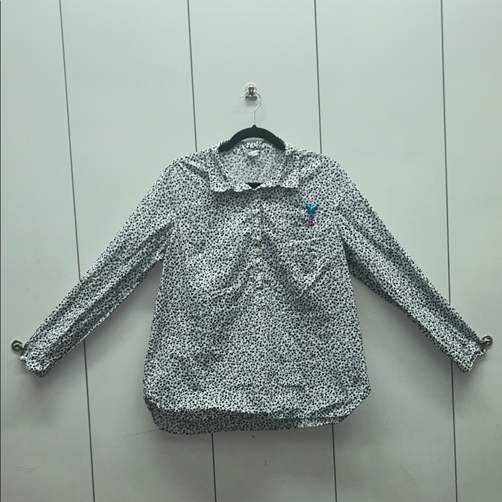 GAP White with Blue Floral Blouse